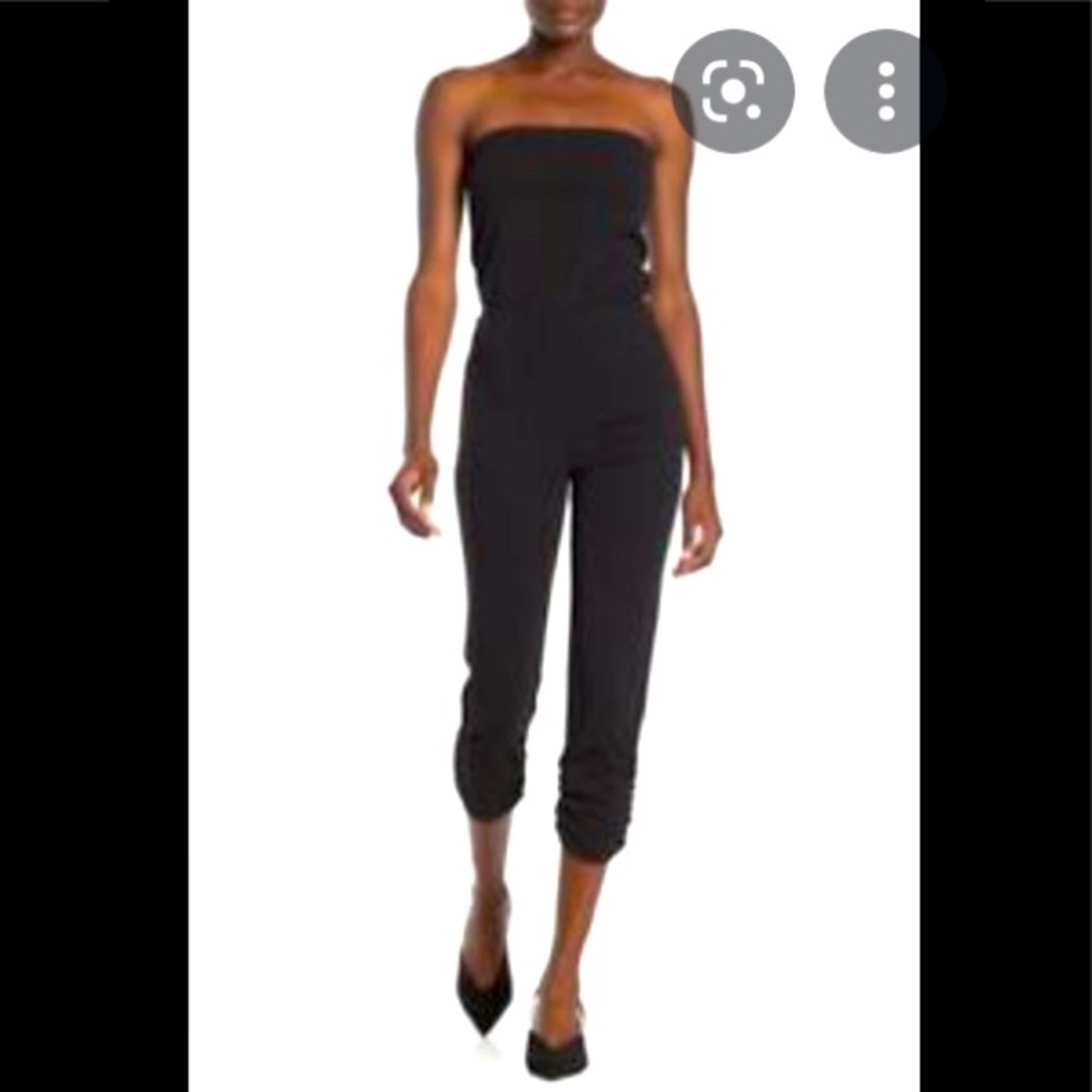 NWT Aqua Strapless Black Jumpsuit with Ruched Leg